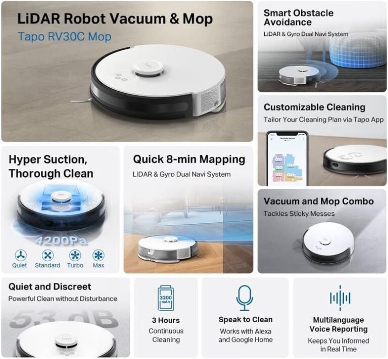 Tapo Rv30c Mop 4200pa Robot Vacuum Cleaner With Mop