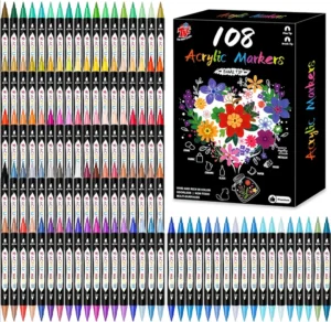 Tbc The Best Crafts 108 Colors Dual Tip Acrylic Paint Markers Waterproof Non Tox