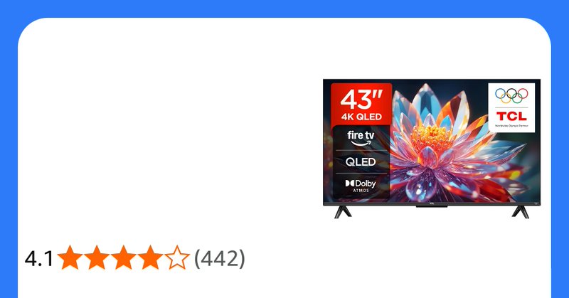 Tcl 43t6c UK 43 Inch Qled 4k Hdr TV Fire TV Smart TV With Dolby Vision And Atmos