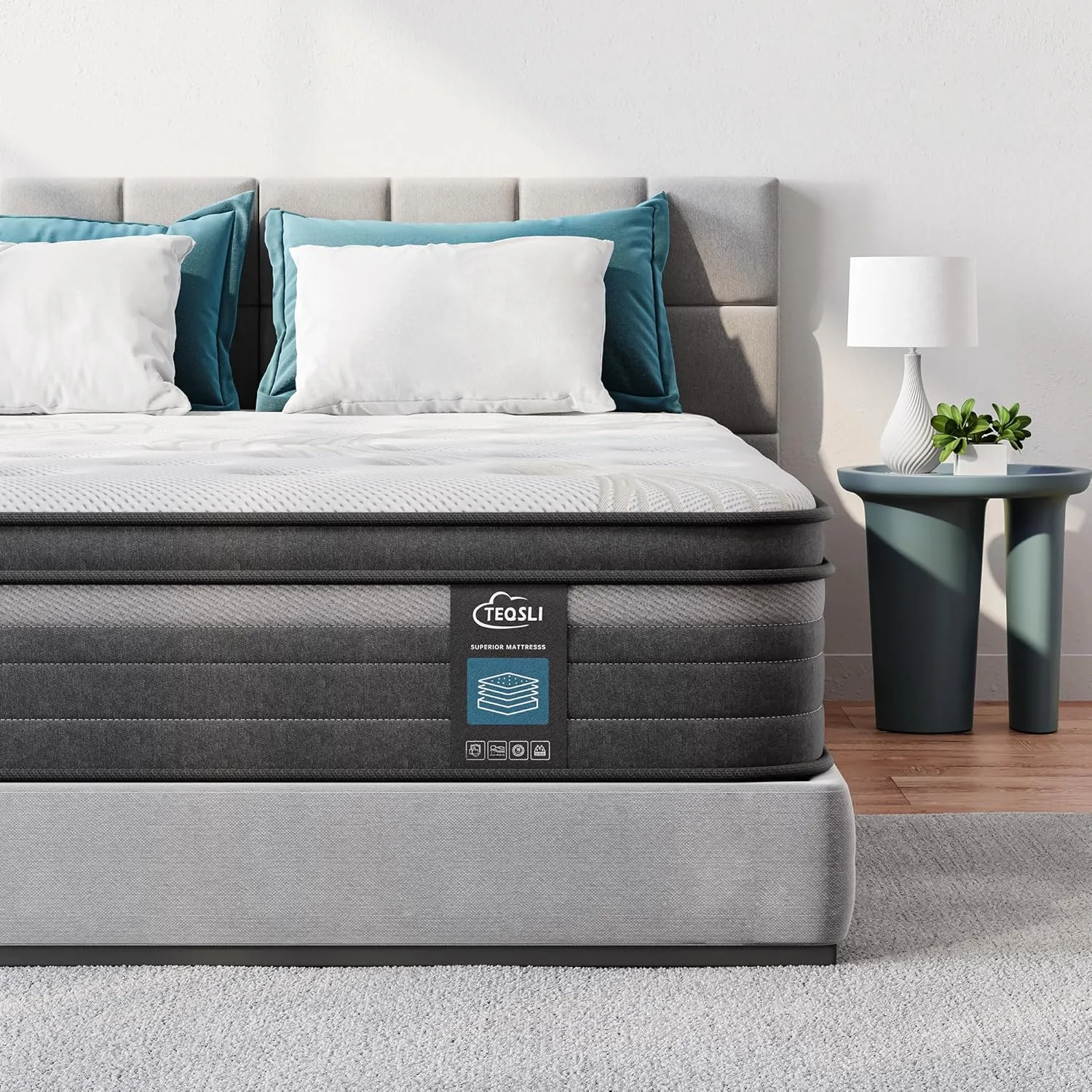 Teqsli King Mattress 5ft 10 Inch Pocket Sprung Mattress In A Box