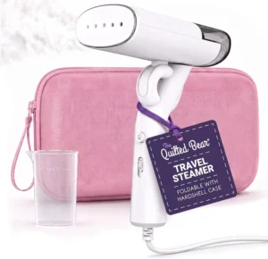 The Quilted Bear Folding 2 In 1 Travel Steamer And Iron Pink Carry Case