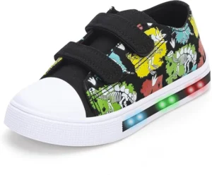 Toddler Light Up Trainers Easy Fasten Kids Canvas Shoes