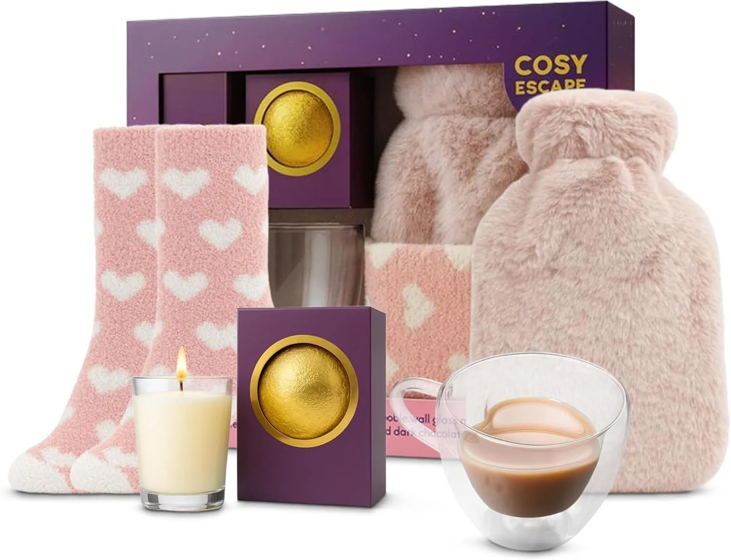 Topline Cosy Escape Gift For Her Luxury And Sweet Hot Water Bottle Hamper For Wo
