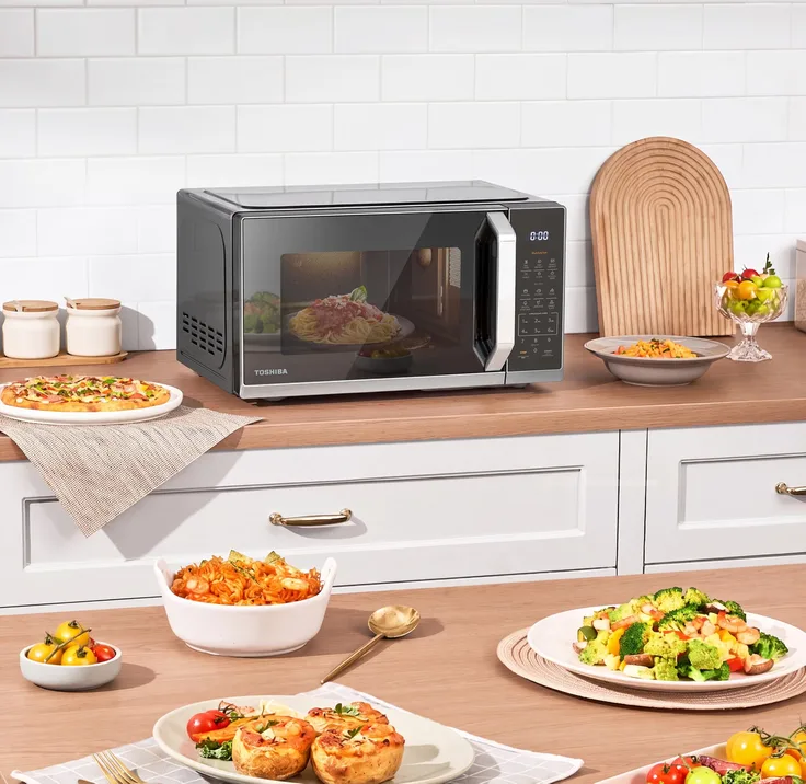 Toshiba 20l Black Silver Mirror Microwave Oven 800w Digital Solo Small Microwave