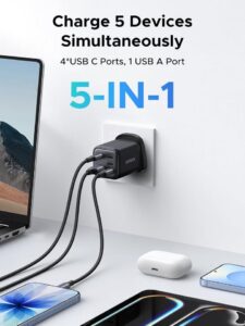 Ugreen 45w USB C Charger 5 Port Gan Fast Wall Plug Compact Power Adapter