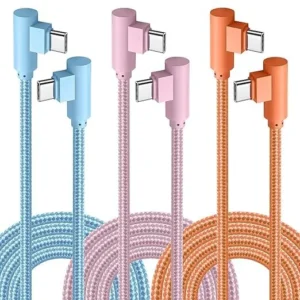 USB C To USB C Charger Cable 90 Degree 3 Pack 1 8m 6ft 60w Fast Charging