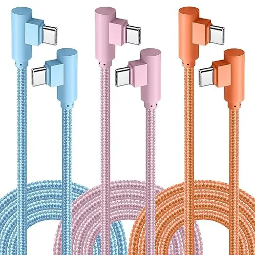 USB C To USB C Charger Cable 90 Degree 3 Pack 1 8m 6ft 60w Fast Charging