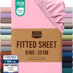 Utopia Bedding King Size Fitted Sheet, Pink, Deep Pocket 35cm (14")