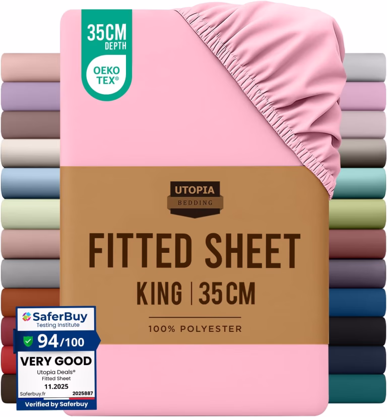 Utopia Bedding King Size Fitted Sheet Pink Deep Pocket 35cm 14