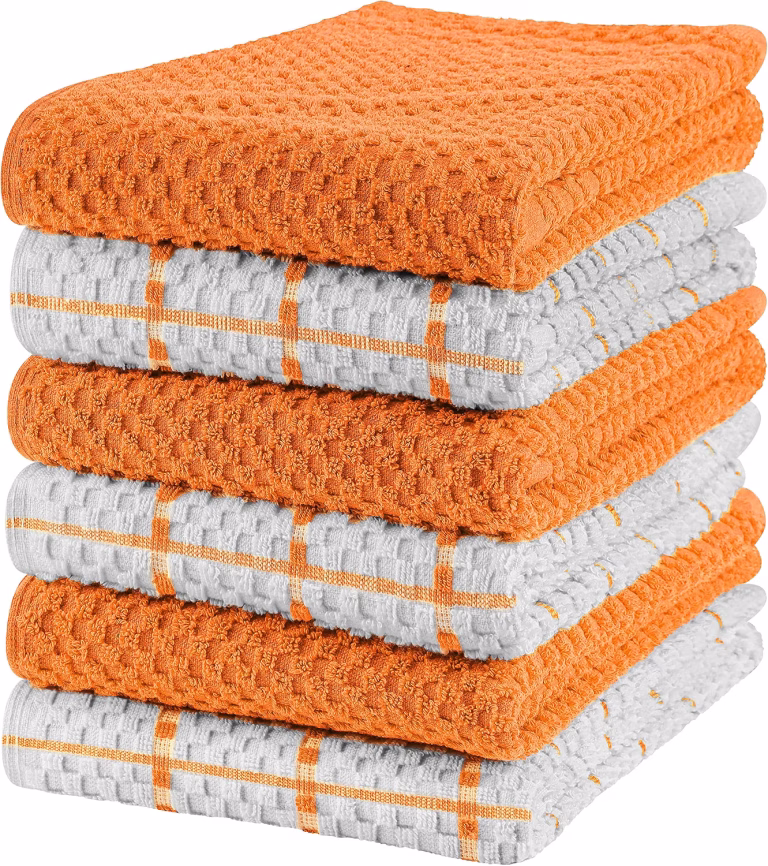 Utopia Kitchen Towels 6 Pack Orange 100 Cotton 38x64 Cm Dish Towels