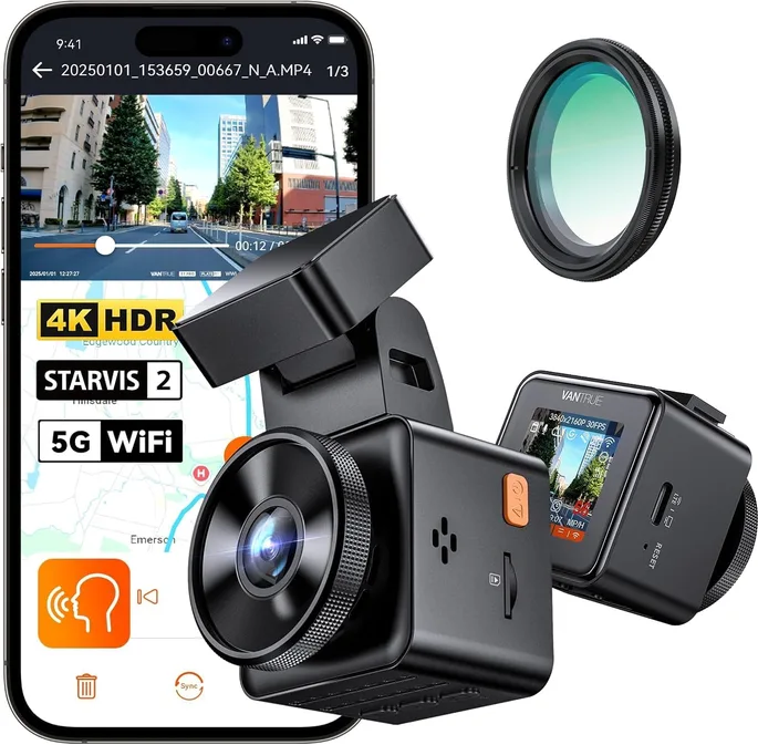 Vantrue E1 Pro 4k Mini Dash Cam Front Starvis 2 Platepix Hdr Night Vision 5g Wif