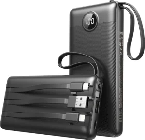 Veektomx Power Bank Built In Cables 10000mah USB C Portable Charger Travel Exter