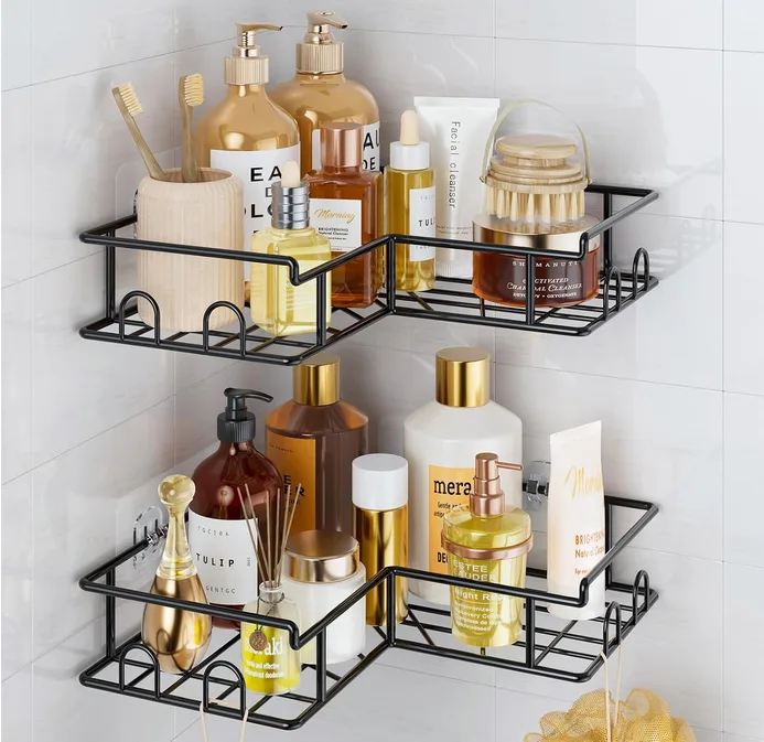 Vinabo Corner Shower Caddy 2 Pack Rustproof Bathroom Shelves Shower Shelf No Dri