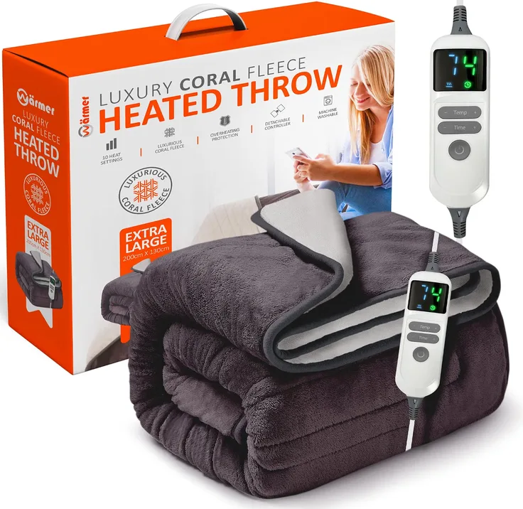 Warmer Electric Heated Throw Blanket Extra Large 200 X 130cm Digital Controller