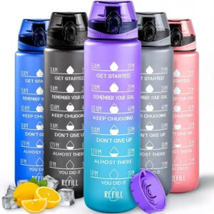 Water Bottle 1l Sports Water Bottle With Motivational Time Marker Leak Proof Dri