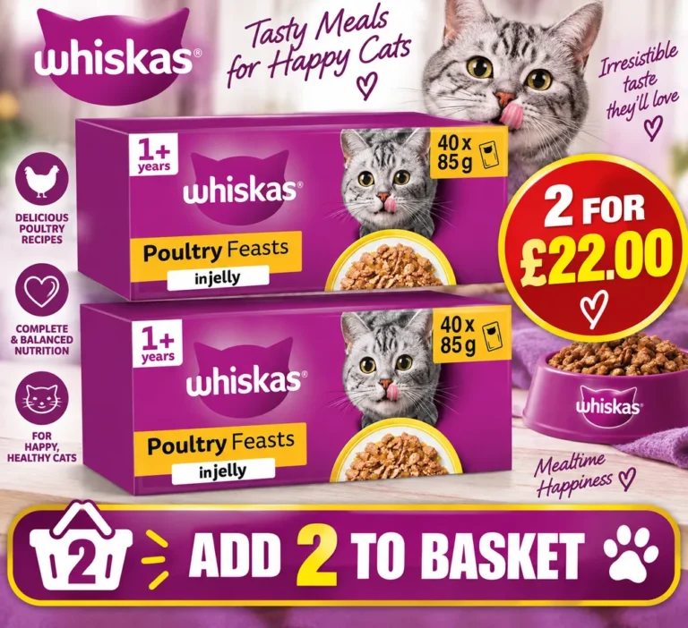 Whiskas Adult Wet Cat Food In Jelly 40x85g Poultry Feasts