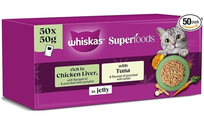 Whiskas Superfoods Adult Wet Cat Food In Jelly 50x50g Mixed