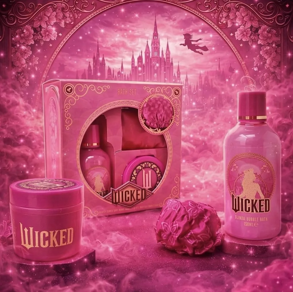 Wicked Glinda Bath Gift Set Pink Bubble Bath Body Butter And Shower Cap Official