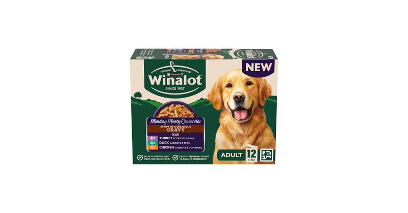 Winalot Monday Meaty Casseroles Chicken Turkey Duck In Gravy Wet Dog Food 12 X 8