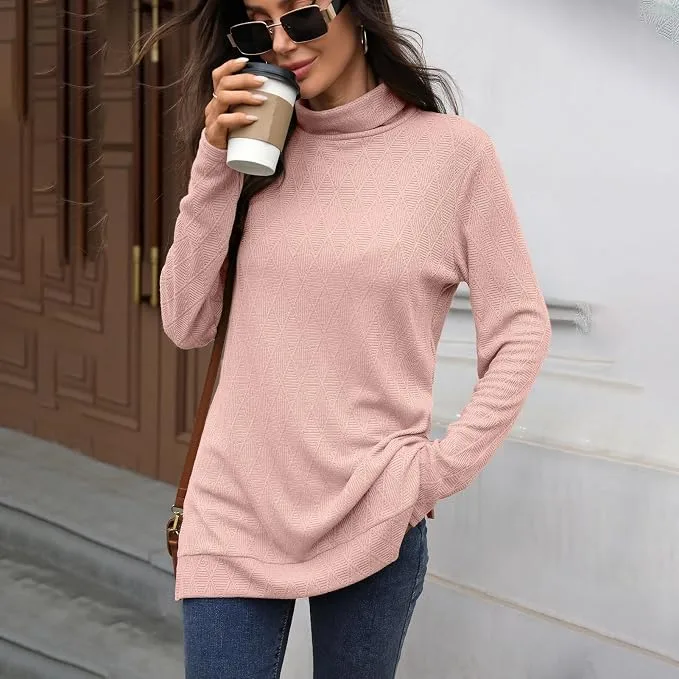 Women S High Neck Tops Casual Longline