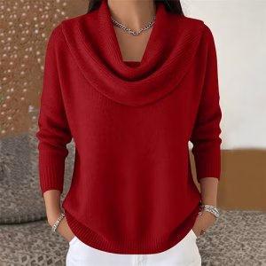 Women S Jumpers Chunky Knitted Cowl Neck Casual Sweater
