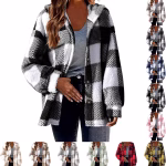 Women’s Plaid Fleece Shacket Jackets Casual Long Sleeves