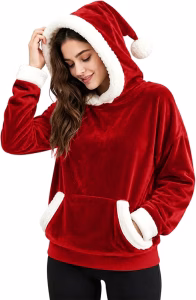 Womens Christmas Hoodies UK Oversized Velvet Soft Warm