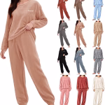 Womens Fluffy Fleece Pyjamas Sets 2 Piece Loungewear Long