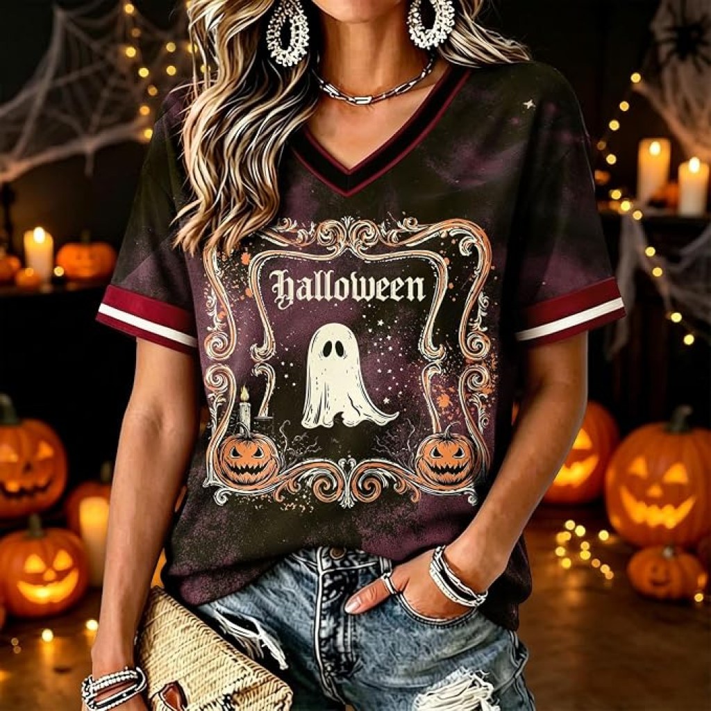 Womens Halloween T Shirts Novelty Printed