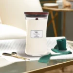WoodWick Large Hourglass Scented Candle | Linen | with Crackling Wick | Burn Time: up to 130 Hours
