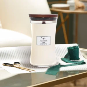 Woodwick Large Hourglass Scented Candle Linen With Crackling Wick Burn Time Up T