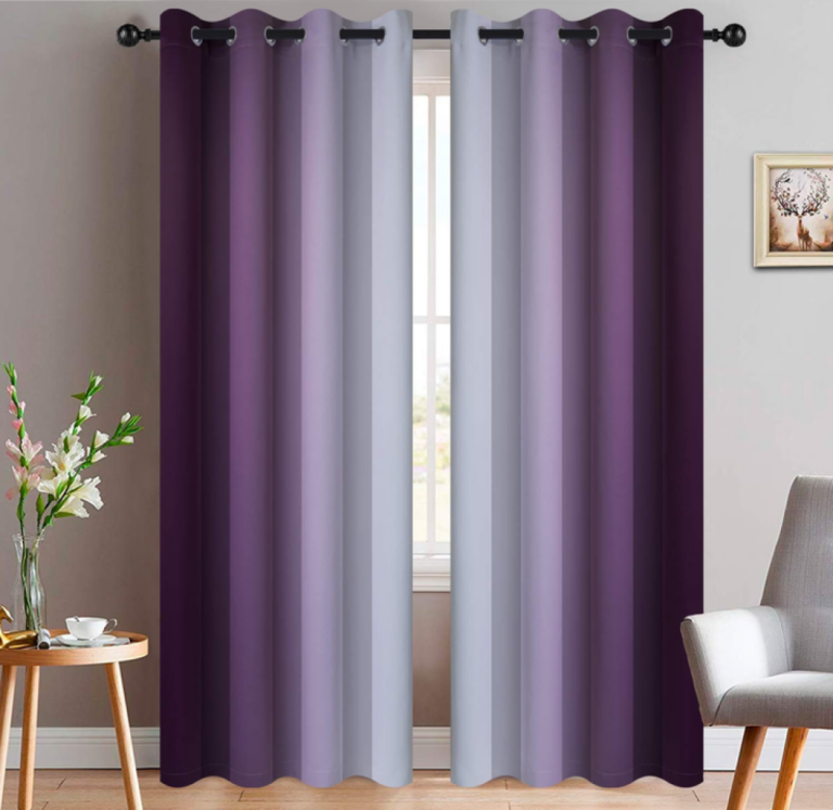 Yakamok Purple And Greyish White Ombre Curtains