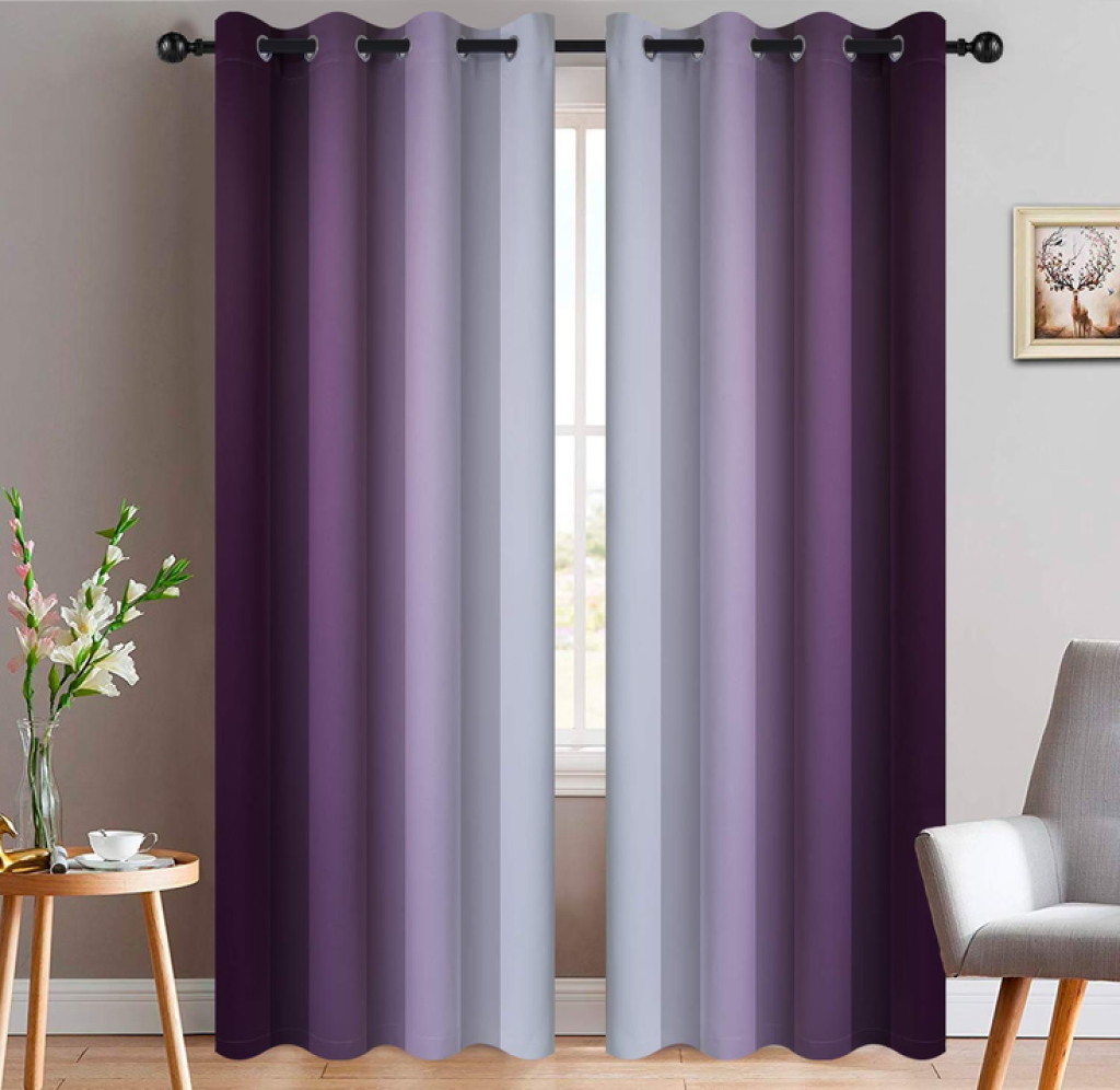 Yakamok Purple And Greyish White Ombre Curtains