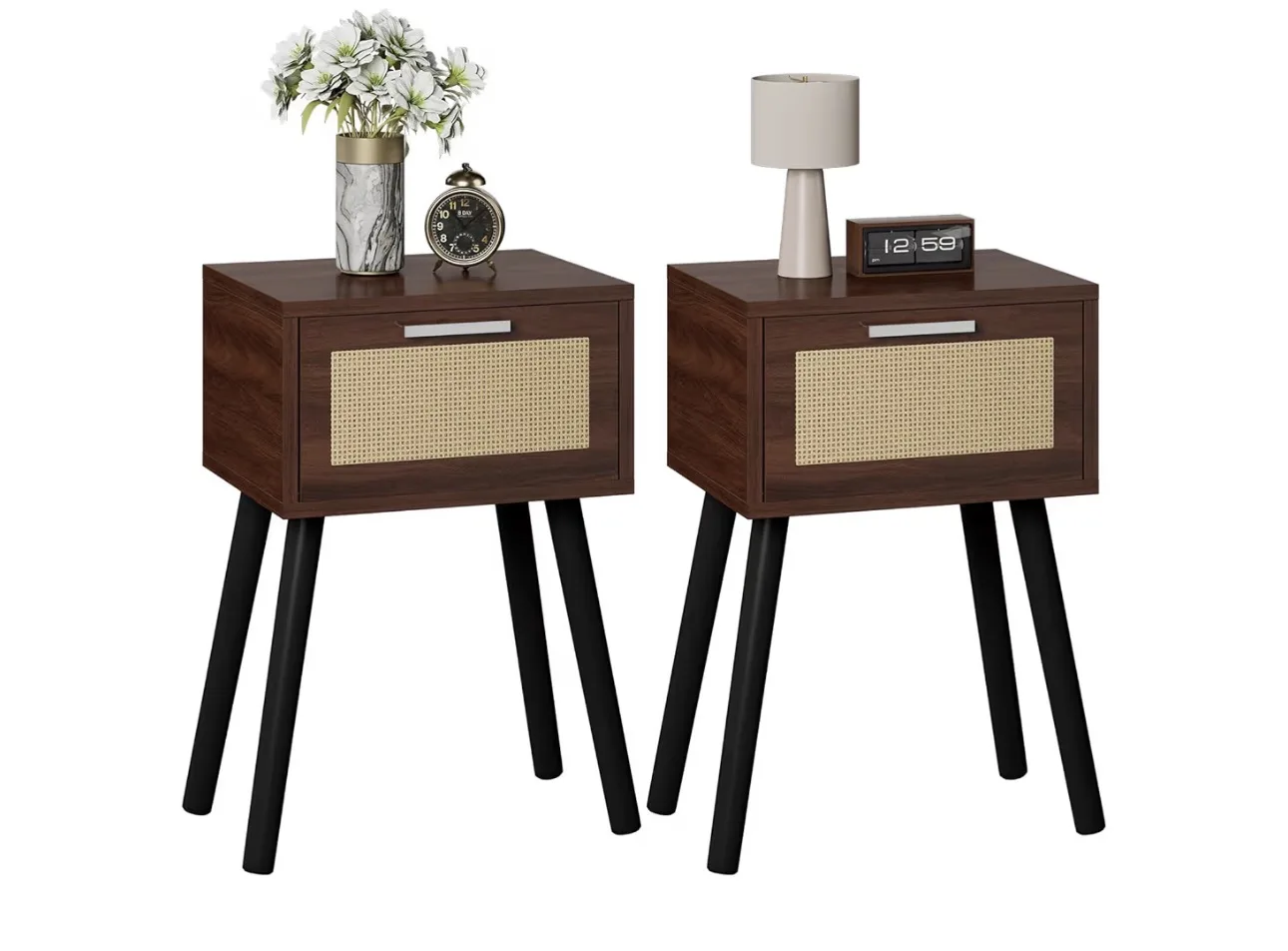 Ymyny Nightstand Set Of 2 End Table Small Bedside Table Handmade Rattan Decorate