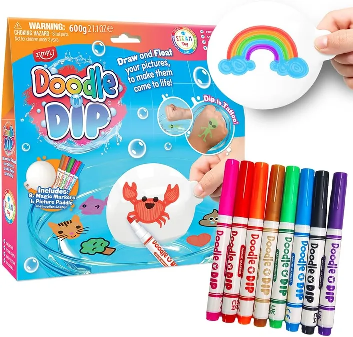 Zimpli Doodle N Dip 8 X Magic Markers Picture Paddle Draw And Float Your Picture
