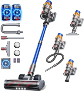 130mins 650w 55kpa Cordless Vacuum Cleaner With 2 Batteries Stick Vacuum