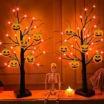 2 Pack Halloween Tree Lights with Pumpkin Ornaments Halloween Decorations