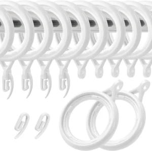 32 Pack White Plastic Curtain Rings And Hooks 40mm Plastic
