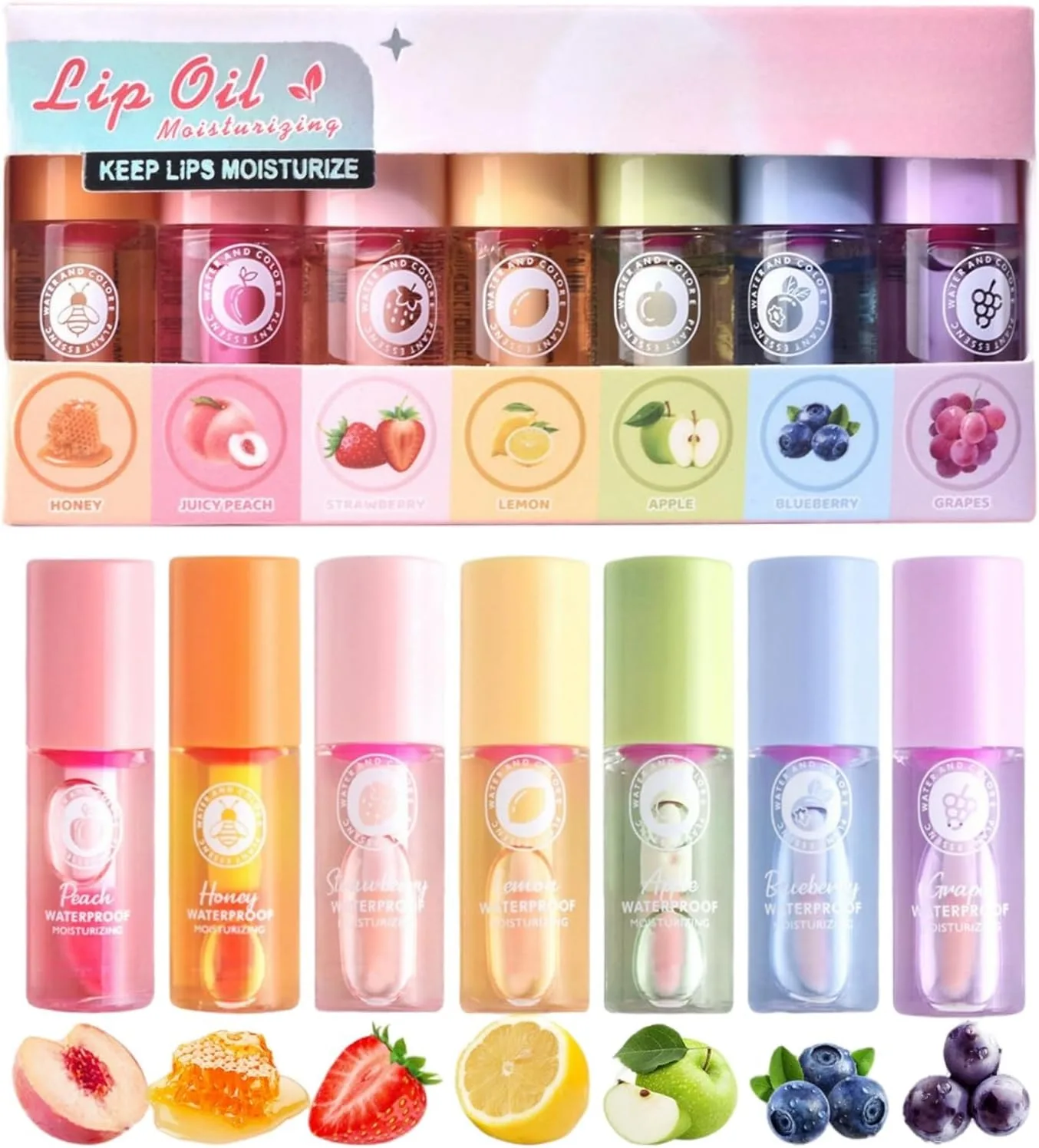 7pcs Lip Oil Set Hydrating Magic Colour Changing Lip Balm And Long Lasting Lip G