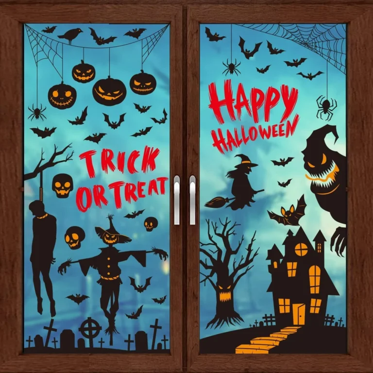 9 Sheets Halloween Window Stickers 87pcs Reusable Double Sided Stickers Horror B