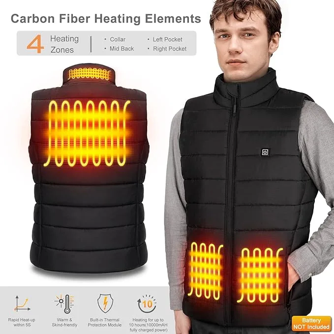 Agug Heated Vest Heating Gilet For Men Women 3 Temperature Levels Slim Fit Waist