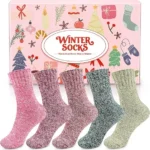 Airabc Thermal Winter Women Socks 5 Pairs Warm Christmas Socks for Women