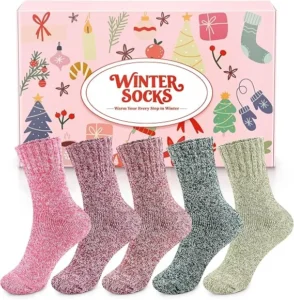 Airabc Thermal Winter Women Socks 5 Pairs Warm Christmas Socks For Women