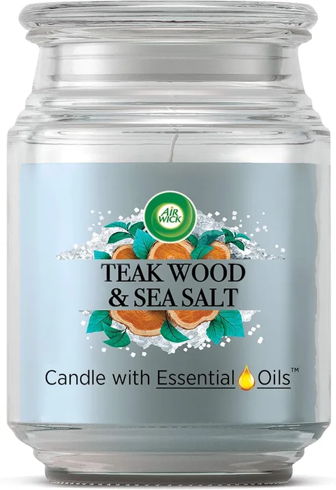 Airwick Air Freshener Xl Candle Teak Wood And Sea Salt Up To 85 Hours Burn Time