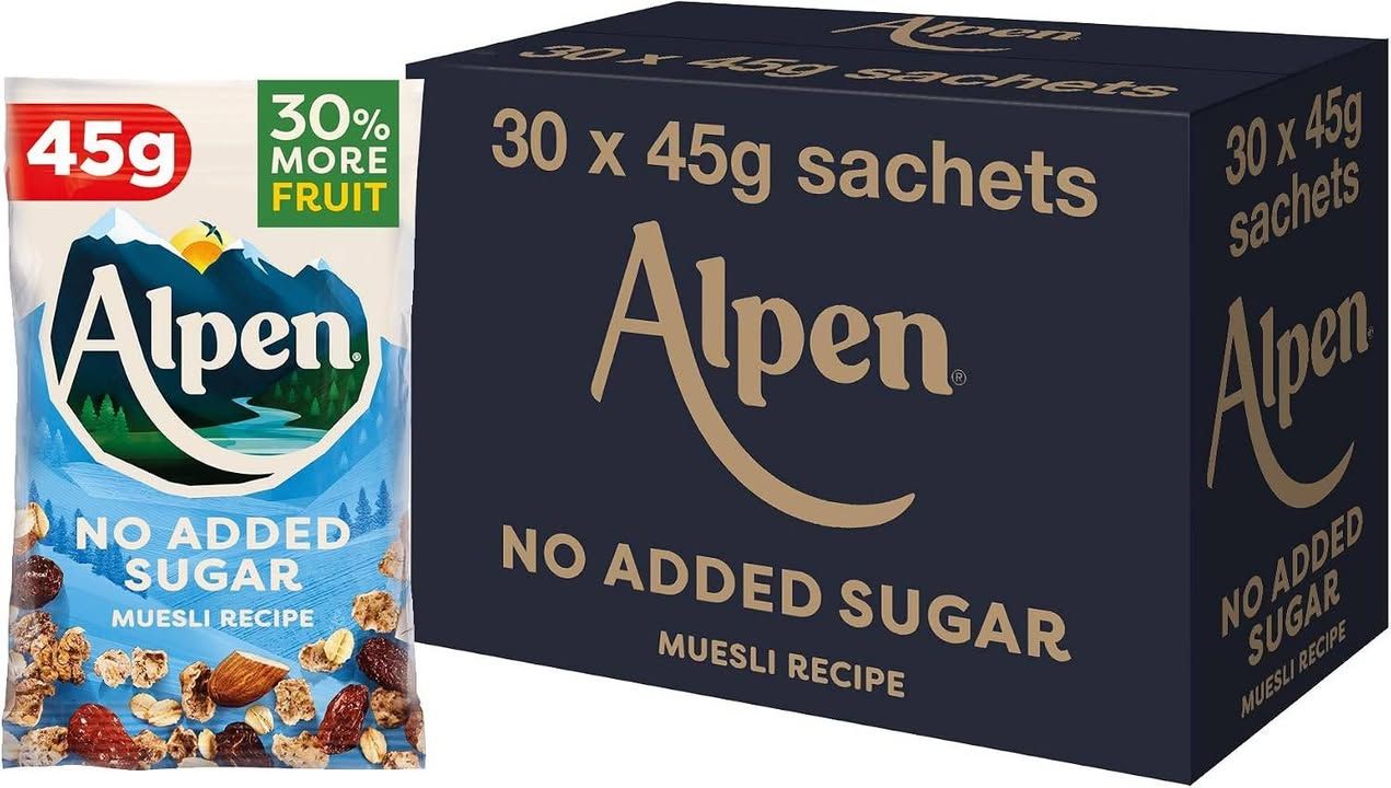 Alpen No Added Sugar Muesli Breakfast High In Fibre Vegetarian Low Sugar Pack Of
