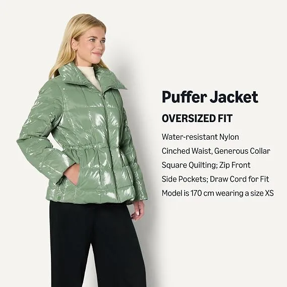 Amazon Essentials Women S Oversized Fit Square Quilted Puffer Jacket With Adjust
