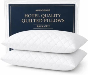 Amigozone Quilted Pillows Pack Of 2 Extra Filled Hotel Quality Bed Pillows With