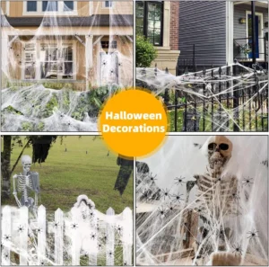 Amlooph Halloween Decorations Spider Web 120g Halloween Cobwebs 40 Spiders