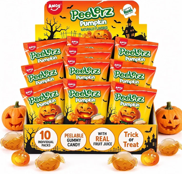 Amos Peelerz Halloween Pumpkin Peelable Gummy Candy 240g