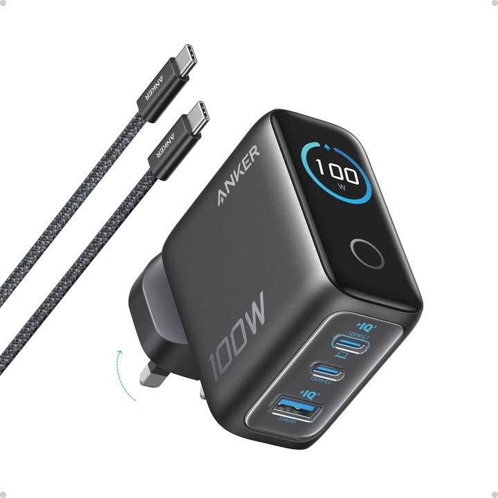 Anker 100w USB C Charger 3 Port Gan Smart Display Touch Control